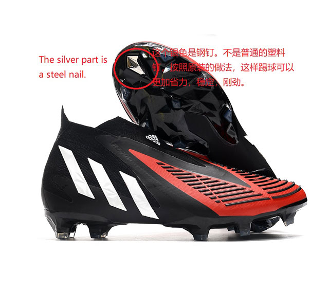 阿迪达斯猎鹰22 橘黑红利刃系列全针织无鞋带FG足球鞋adidas Predator Edge FG39-45