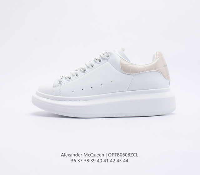 意大利高奢品牌Alexander McQueen亚历山大 麦昆 Sole Leather Sneakers低帮时装厚底休闲运动小白鞋 尺码 36-44 编码