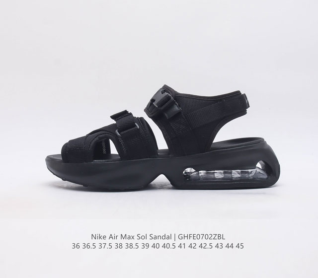 Nike Nk Air Max Sol 夏季 气垫运动凉鞋 大型泡棉中底搭配可见式 Air 气垫 翻玩人气运动鞋设计 让你从海滩到市区尽享轻盈舒适感受 网布鞋面