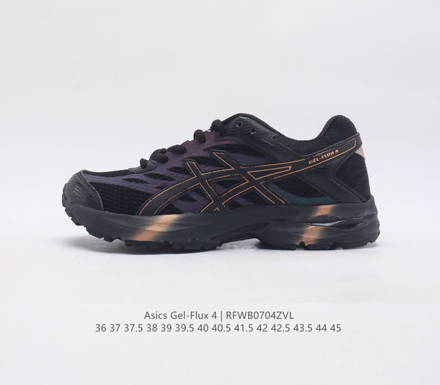 ASICS 亚瑟士 Gel-Flux 4 男女子运动鞋舒适跑鞋缓震透气跑步鞋 GEL-FLUX4采用的是新一代轻质网布面 大孔洞设计极具透气性 柔软包覆双脚 让