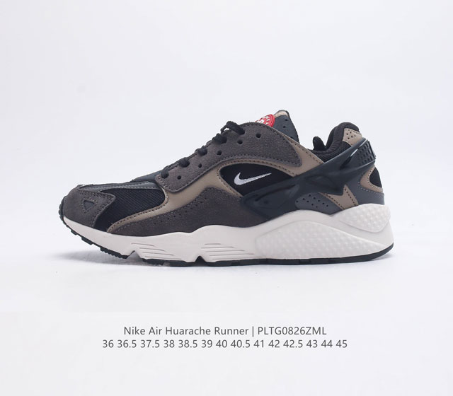Nike 耐克正品air Huarache Runner男女鞋缓震复古运动鞋厚底增高老爹鞋 Nike Air Huarache Run 运动鞋 依托织物面料和橡